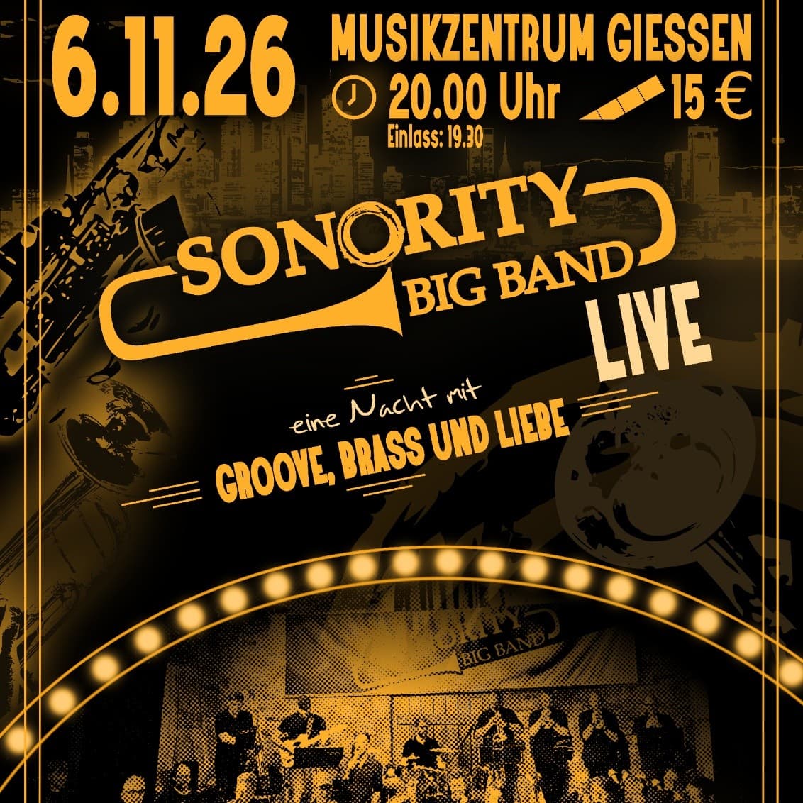 Konzertplakat der Sonority Big Band im Musikzentrum Mittelhessen